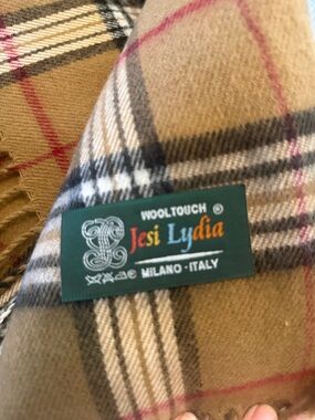 Milano Wool-Blend Plaid Scarf in Camel